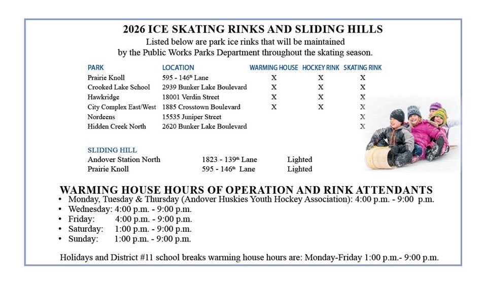 Ice rink and sliding hills 2026
